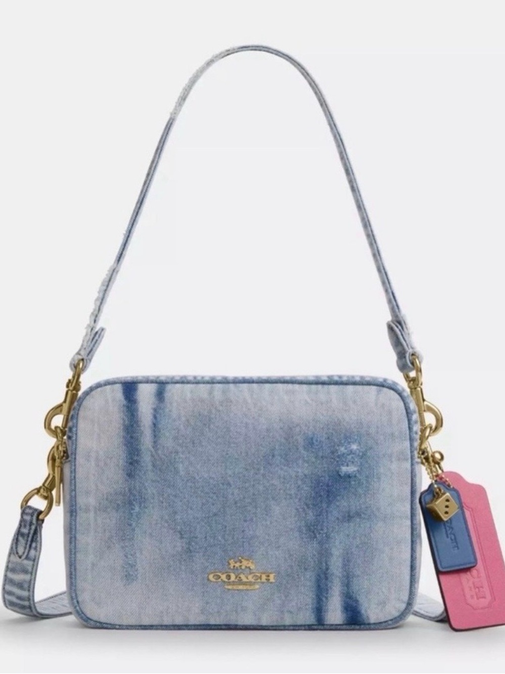 Coach Light Denim Crossbody Bag with Pink Tag